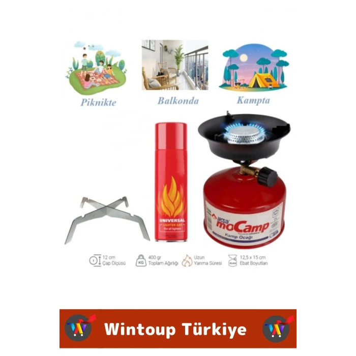 Premium Kompakt Kaydırmaz Devrilmez Ayaklı Kamp Piknik Balkon Ayarlanabilir KAMP OCAĞI SETİ