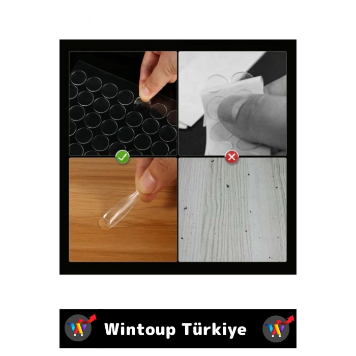 Premium Cam Metal Plastik Ahşap Mermer Çift Taraflı Şeffaf Nano Yuvarlak Montaj Macunu 168 Adet