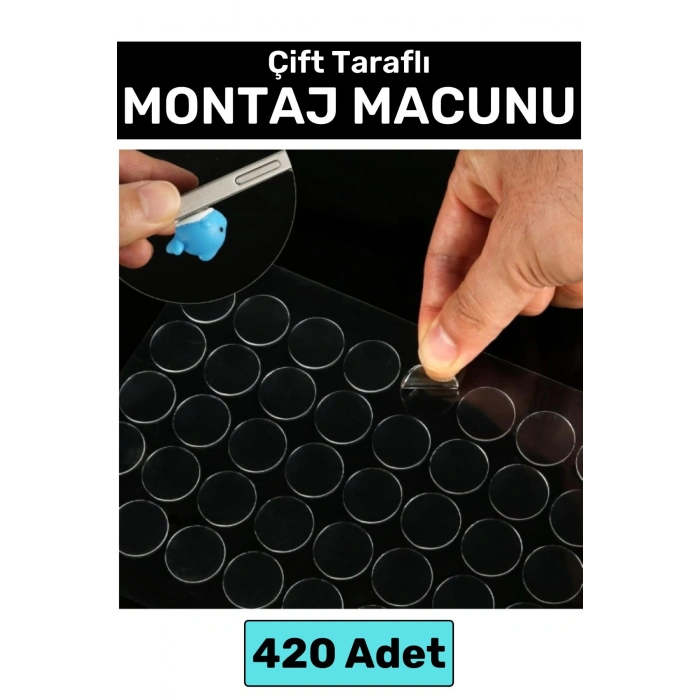 Premium Cam Metal Plastik Ahşap Mermer Çift Taraflı Şeffaf Nano Yuvarlak Montaj Macunu 420 Adet