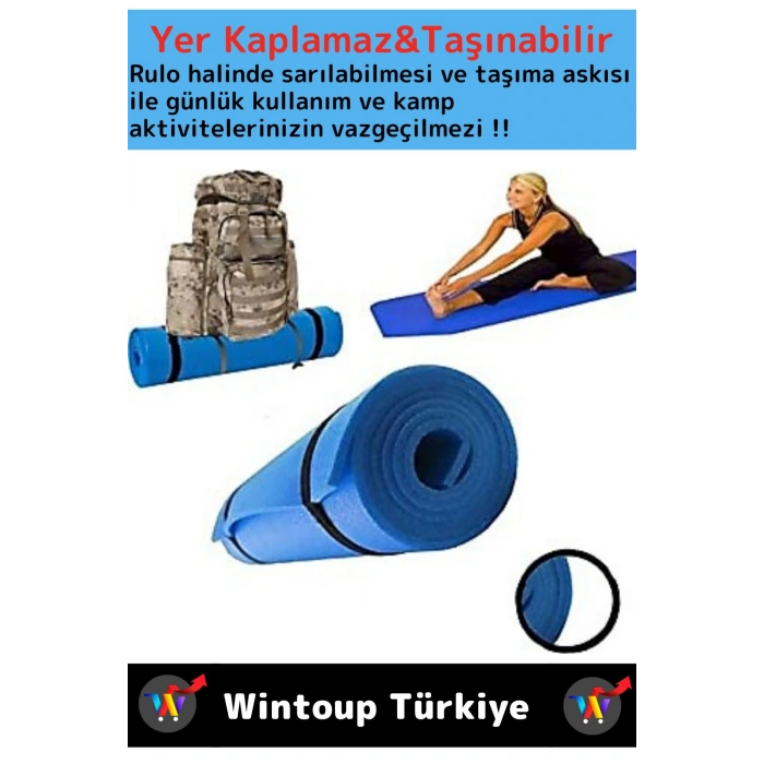 Özel Çift Taraflı Kaymaz Silinebilir Yoga Meditasyon Fitness Kamp Minderi 10 Mm Askılı Mat 3lü Set