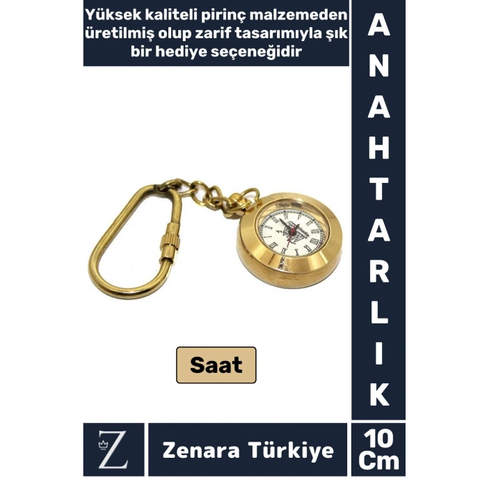 Premium Yüksek Kaliteli Dayanıklı Pirinç Dekoratif Şık Hediyelik Koleksiyon SAAT Anahtarlık