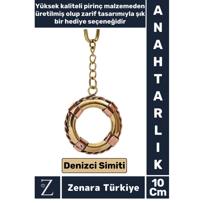 Premium Yüksek Kaliteli Pirinç Dekoratif Şık Hediyelik Denizcilik Tasarımı DENİZCİ SİMİTİ Anahtarlık