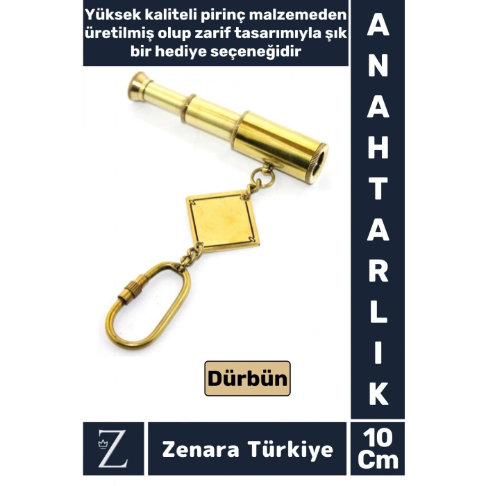 Premium Yüksek Kaliteli Pirinç Dekoratif Şık Hediyelik Denizcilik Tasarım DÜRBÜN Anahtarlık