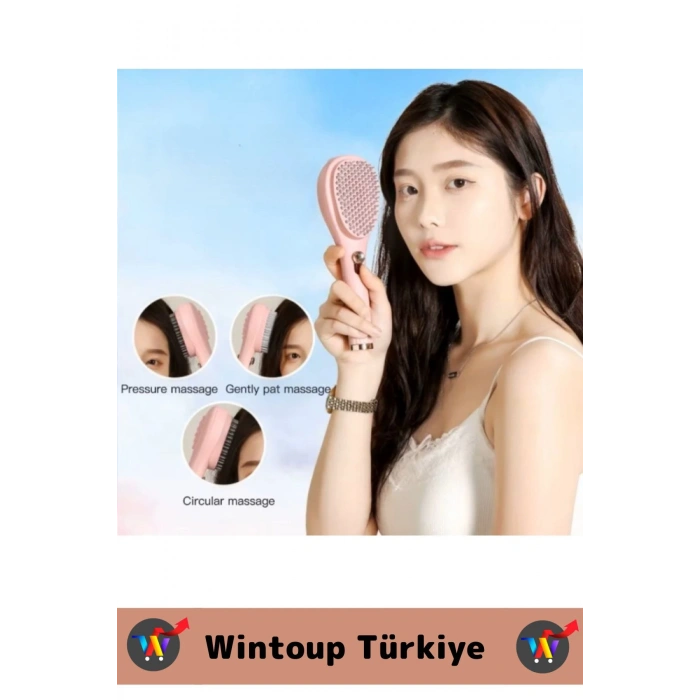Premium Yüksek Kaliteli Basınçlı Masaj Etkili Esnek Yumuşak Uçlu Otomatik Tuşlu Saç Temizleme Tarağı