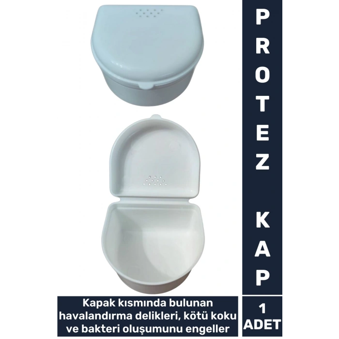 Premium Kötü Koku Bakteri Oluşumu Önleyici Delikli Kapaklı Hijyenik Protez Diş Saklama Kabı 1 Adet