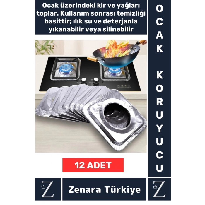 Premium Uzun Ömürlü Dayanıklı Kolay Temizlenir Ocak Kir Yağ Önleyici Alüminyum Koruyucu Folyo 12 Adt