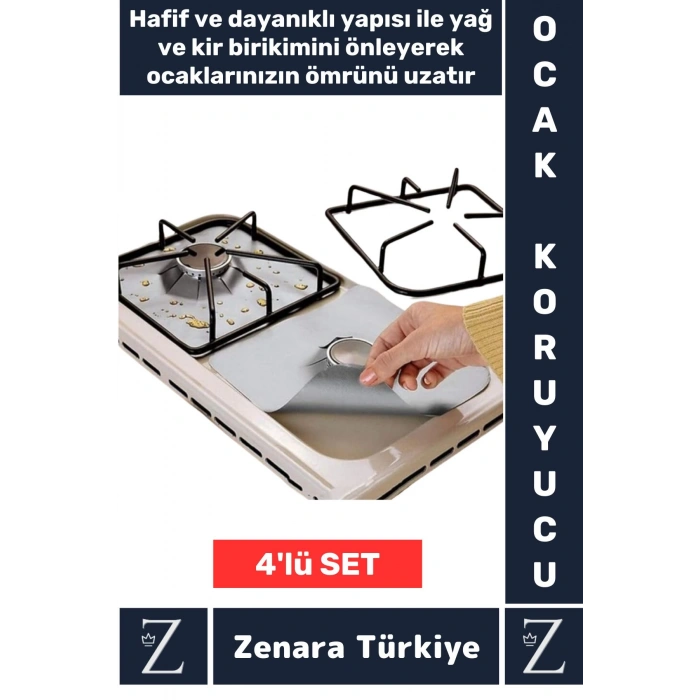 Premium Yüksek Kalite Uzun Ömürlü Kolay Temizlenir Yağ Kir Çözücü Ocak Koruyucu 4lü Alüminyum Ped