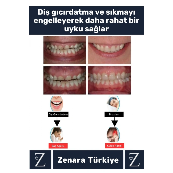 Premium Diş Çene Sıkma Gıcırdatma Bruksizm Önleme Gece Plağı Uyku Aparatı Protez Kap Hediyeli 2 Adet