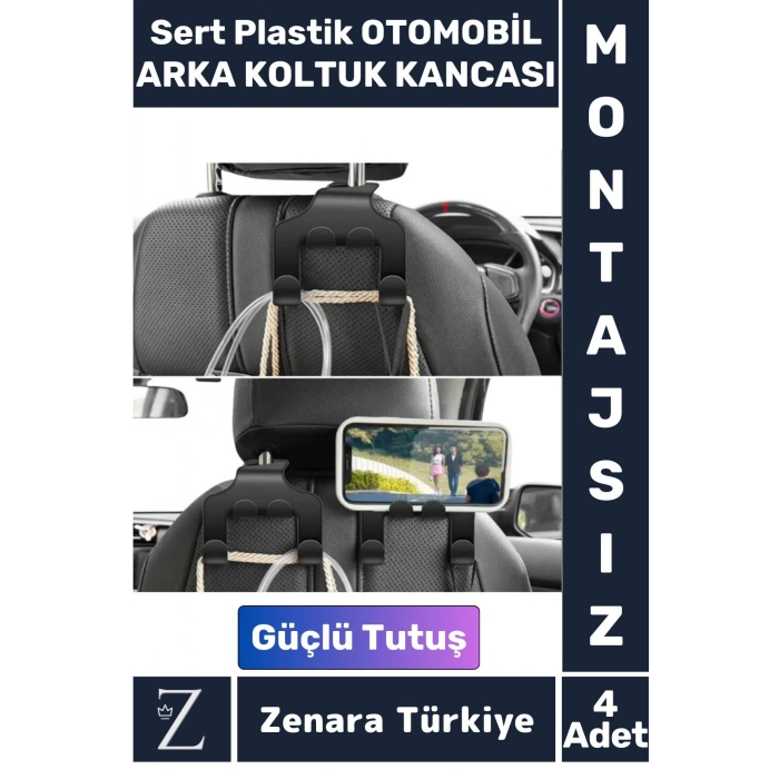 Premium Sert Plastik Yüksek Ağırlık Güçlü Tutuş Çanta Takım Elbise Araç Arka Koltuk Kancası 4 Adet