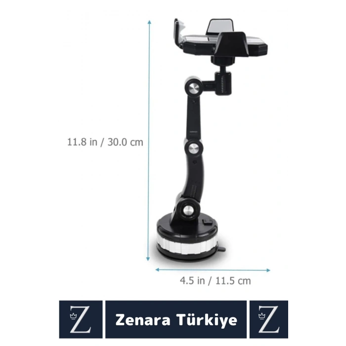 Premium 4.7-6.7 İnç Uyumlu 360 Derece Dönen Ayarlanabilir 3 Kademeli Çok Fonksiyonlu Telefon Tutucu