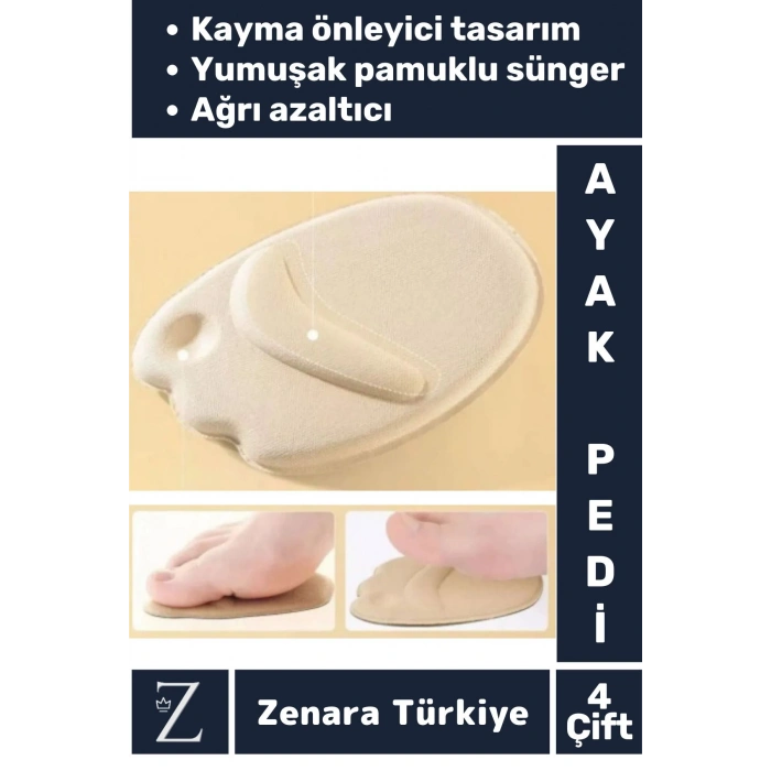 Ultra Konforlu Gündelik Kullanım Bunyon Yumuşak Pamuklu İnce Esnek Model Sünger Ayakkabı Pedi 4 Çift