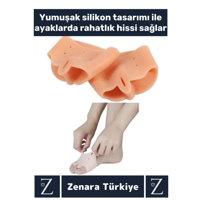 Premium Ergonomik Ayak Bunyon Makaralı Ultra Esnek Rahat Silikon Ayak Parmak Ayırıcı Düzeltici 4Çift