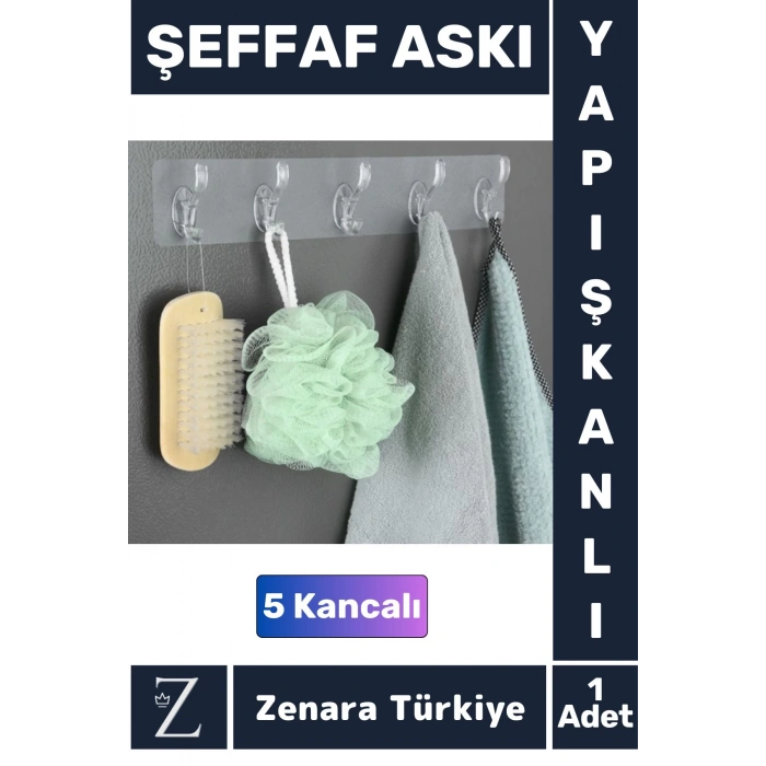Premium Çok Fonksiyonlu Mutfak Banyo Askısı İz Bırakmaz Kendinden Yapışkanlı 5 Kancalı Askı Seti