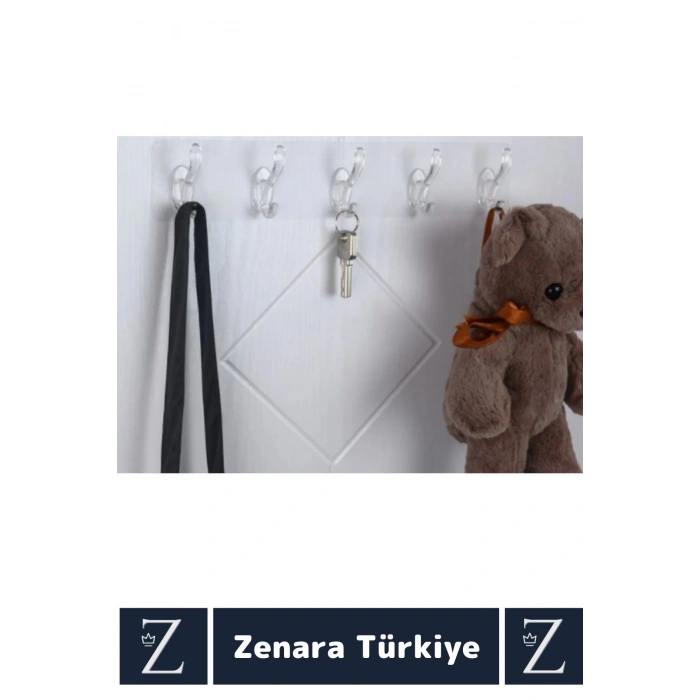 Premium Çok Fonksiyonlu Mutfak Banyo Askısı İz Bırakmaz Kendinden Yapışkanlı 5 Kancalı Askı Seti