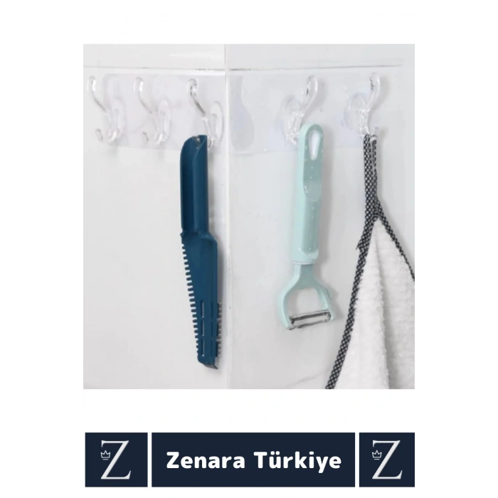Premium Çok Fonksiyonlu Mutfak Banyo Askısı İz Bırakmaz Kendinden Yapışkanlı 5 Kancalı Askı Seti