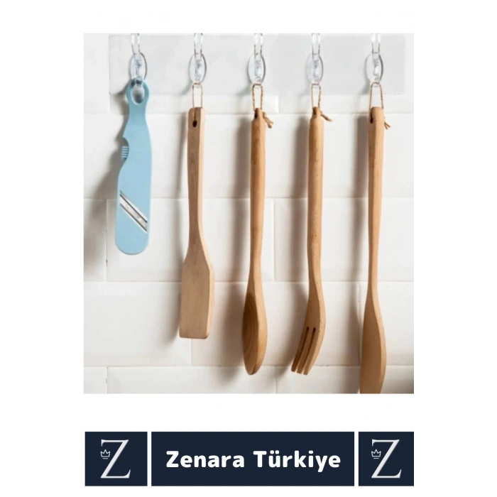 Premium Çok Fonksiyonlu Mutfak Banyo Askısı İz Bırakmaz Kendinden Yapışkanlı 5 Kancalı Askı Seti