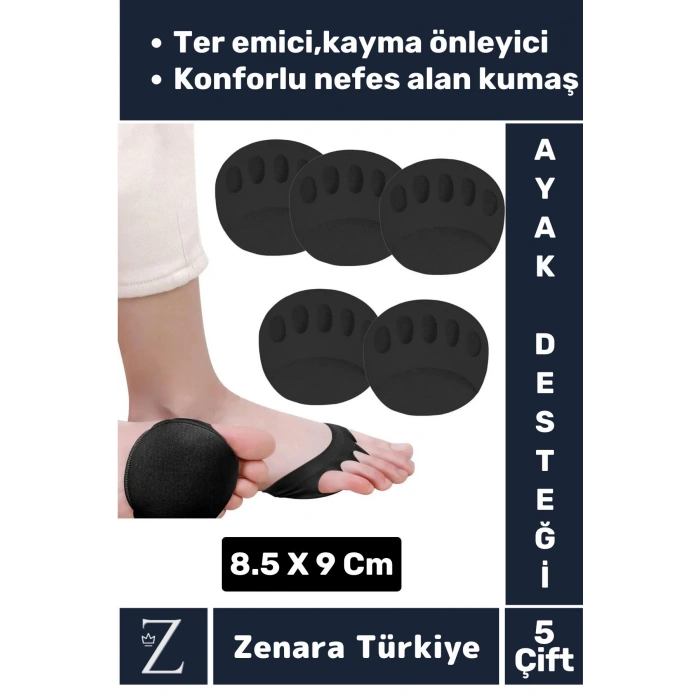 Premium Gündelik Kullanım Kayma Önleyici Ter Emici Esnek Kumaş Ayak Taban Parmak Altı Desteği 5 Çift