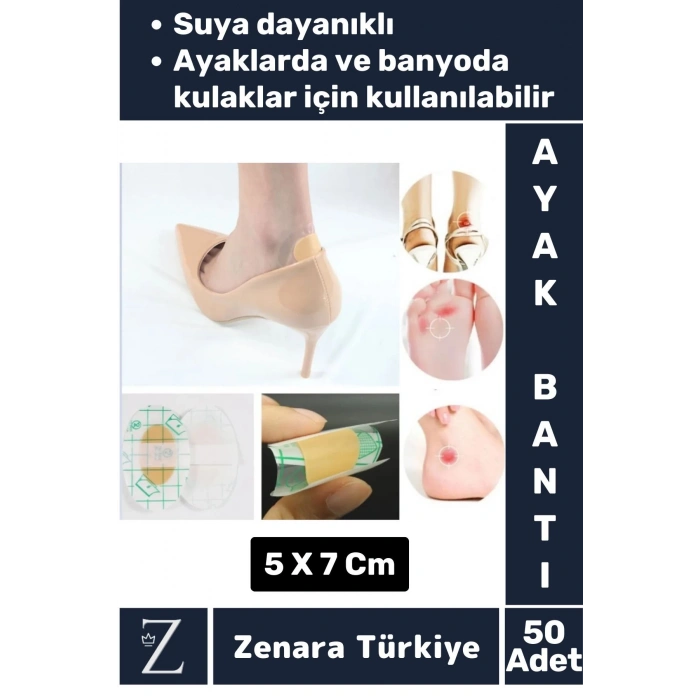 Gündelik İnce Nefes Alabilir Su Geçirmez Kulak Su Kaçma Ayakkabı Topuk Vurma Önleyici Bant 50 Adet