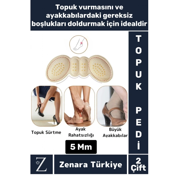 Premium Ayak Topuk Vurma Taban Arkası Koruyucu Ayakkabı Boşluk Doldurma Daraltma Pedi 5 Mm 2 Çift