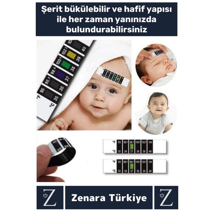 Kompakt Tüm Yaşlar İçin Şerit Bükülebilir Hafif Tek Kullanımlık Çocuk Bebek Yaşlı Ateş Ölçer 5 Adet