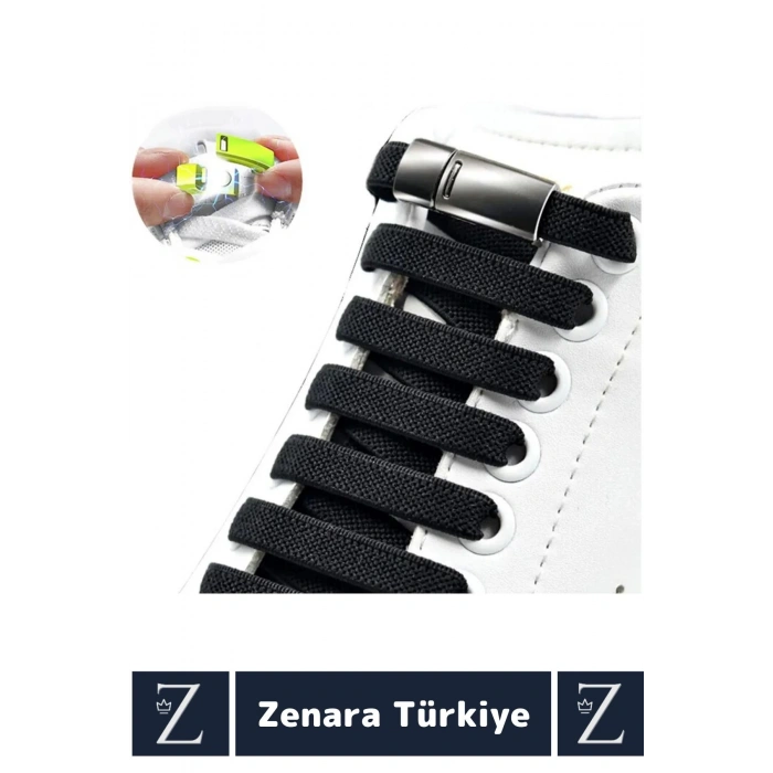 Premium Pratik Şık Klipsli Manyetik Mıknatıslı Lastikli Çocuk Ayakkabı Bağcığı 100 Cm 5 Çift