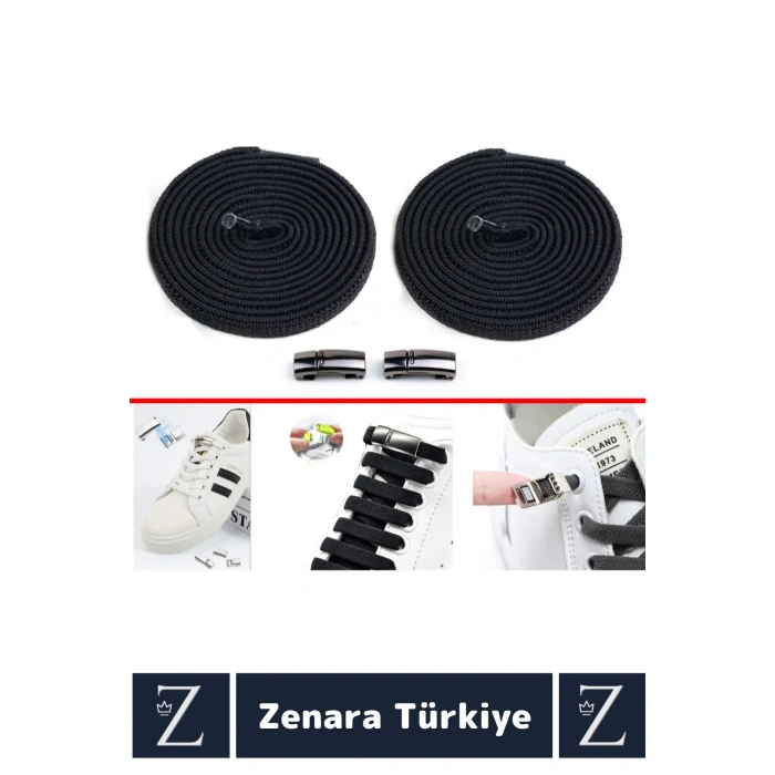 Premium Pratik Şık Klipsli Manyetik Mıknatıslı Lastikli Çocuk Ayakkabı Bağcığı 100 Cm 5 Çift