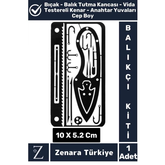 Premium Kompakt Cep Boy Yüksek Kaliteli Çelik Balıkçılık Çok Fonksiyonlu Hayatta Kalma Balıkçı Kiti