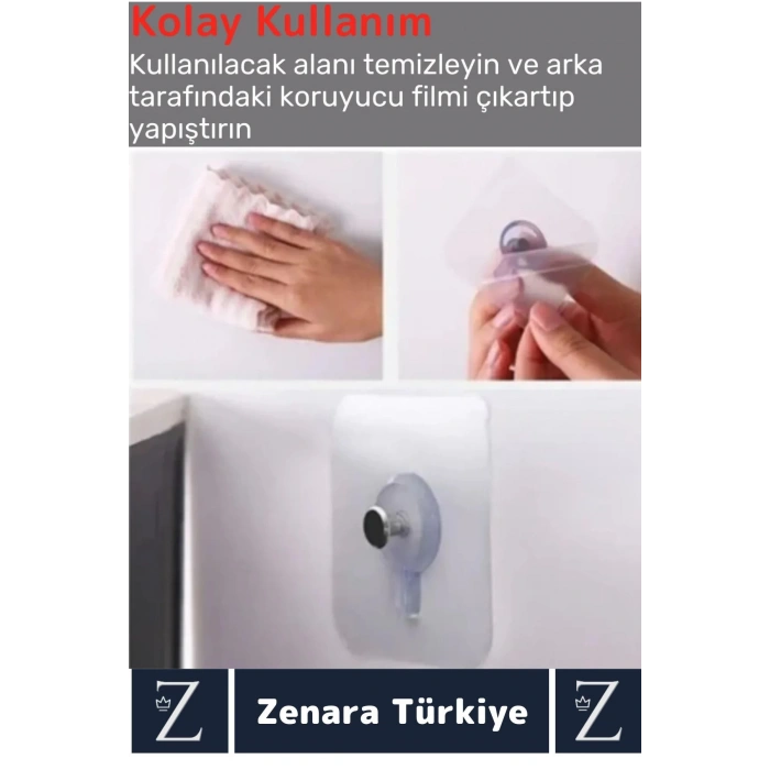 Premium Suya Neme Ekstra Dayanıklı Montajsız Banyo Mutfak Ultra Güçlü Vantuzlu Askı 10 Adet