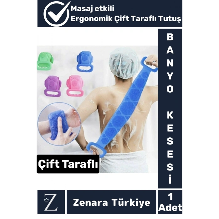 Premium Yüksek Kaliteli Ergonomik Tutuş Masaj Etkili Çift Taraflı Silikon Banyo Kesesi