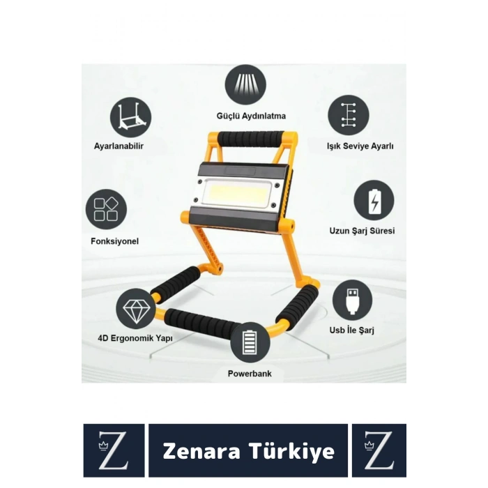 Premium Uzun Ömürlü Kamp Avcı Deprem 3 Modlu 360 Derece Döner Şarjlı 1300 Lümen LED AYDINLATMA