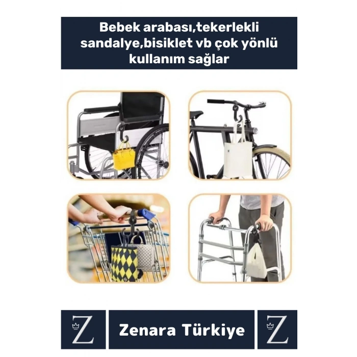 Premium Portatif Kolay Kullanım Poşet Taşıma Bisiklet Bebek Arabası Çok Amaçlı Taşıma Kancası 10adet