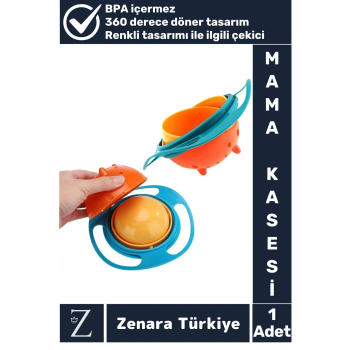 Premium BPA Free Pratik Kolay Temizlenir Dönen Tasarım Eğlenceli Dökülmeyen Bebek Mama Kasesi