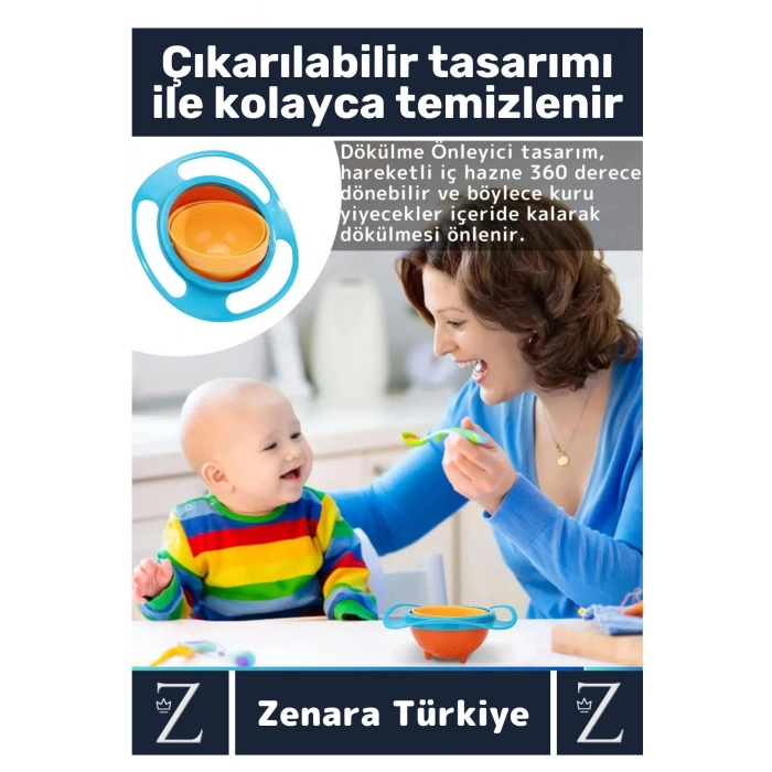 Premium BPA Free Pratik Kolay Temizlenir Dönen Tasarım Eğlenceli Dökülmeyen Bebek Mama Kasesi