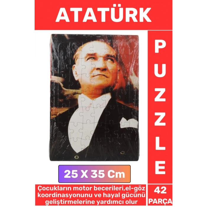 Premium Eğitici Eğlenceli El-Göz Koordinasyonu Motor Becerisi Geliştiren 42 Parça Puzzle ATATÜRK