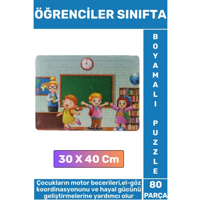 Premium Eğlenceli El Göz Koordinasyonu Motor Becerisi 80 Parça Boyamalı Puzzle ÖĞRENCİLER SINIFTA