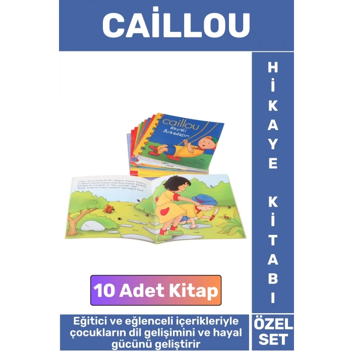 Eğitici Eğlenceli İlgi Çekici Dil Bilgisi Gelişimi Bebek Çocuk Hikaye Kitapları CAILLOU 10lu Set