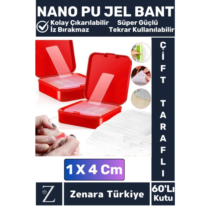 Premium Süper Güçlü Suya Toza Dayanıklı İz Bırakmaz Zararsız Nano Pu Jel Bant 60lı Kutu
