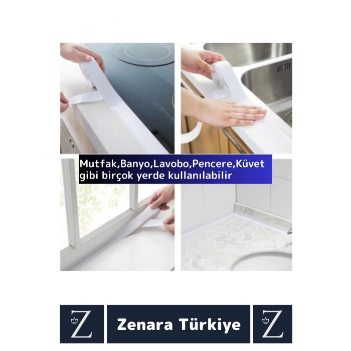 Premium Uzun Ömürlü Suya Neme Küfe Dayanıklı Mutfak Lavabo Pencere Kenar Yalıtım Bandı 3.2 Mt X 1 Ad