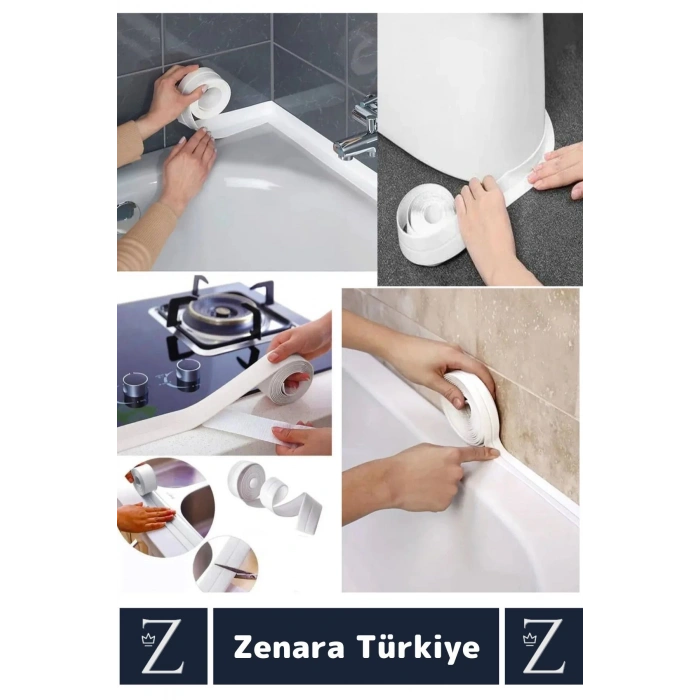 Premium Uzun Ömürlü Suya Neme Küfe Dayanıklı Mutfak Lavabo Pencere Kenar Yalıtım Bandı 3.2 Mt X 4 Ad