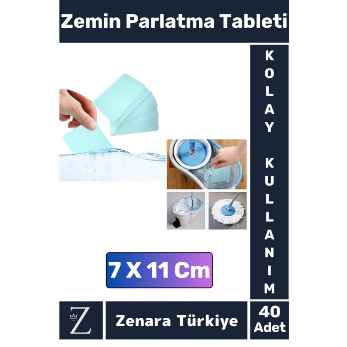 Premium Dükkan Fayans Ahşap Parçalanabilir Pratik Kullanım Zemin Parlatma Temizleme Tableti 40 Adet