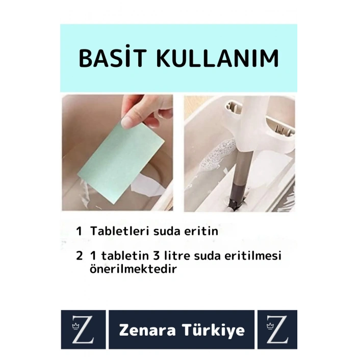Premium Dükkan Fayans Ahşap Parçalanabilir Pratik Kullanım Zemin Parlatma Temizleme Tableti 20 Adet