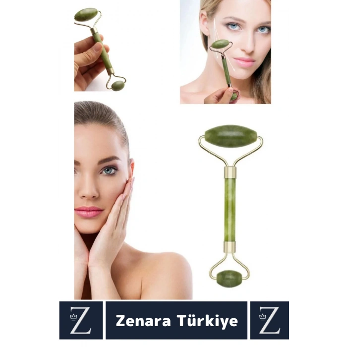 Premium Cilt Yenileyici Gençleştirici Çift Taraflı Şans Getiren YEŞİM TAŞI Jade Roller Yüz Masajı