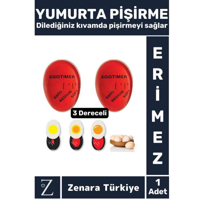 Premium Yanmaz Erimez 3 Farklı Zamanlayıcılı Haşlama Yumurta Pişirme Derecesi Egg Timer