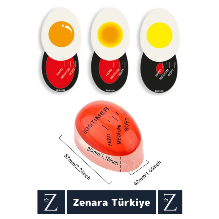 Premium Yanmaz Erimez 3 Farklı Zamanlayıcılı Haşlama Yumurta Pişirme Derecesi Egg Timer