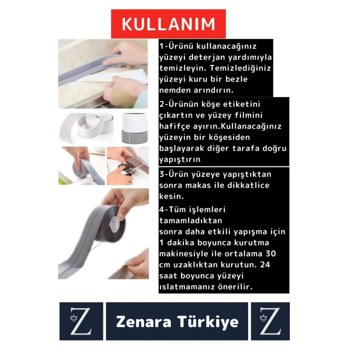 Premium Ekstra Dayanıklı Pvc Yağ Kenar Küf Önleyici Gri Sızdırmaz İzolasyon Bantı 3.2 Mt 1 Adet