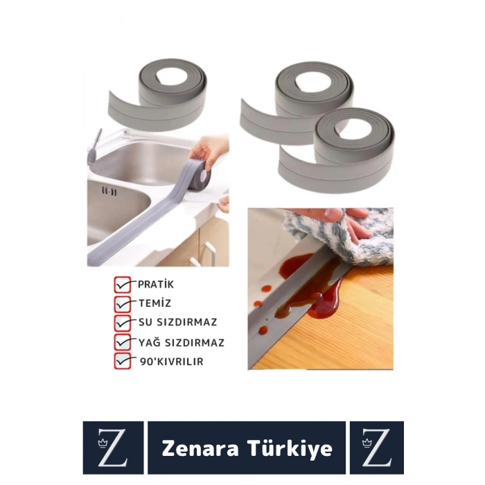 Premium Ekstra Dayanıklı Pvc Yağ Kenar Küf Önleyici Gri Sızdırmaz İzolasyon Bantı 3.2 Mt X 3 Adet