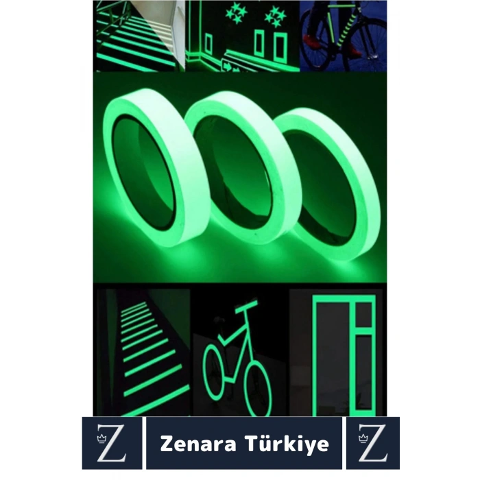 Premium Karanlıkta Işık Veren Suya Dayanıklı Ev Bahçe Merdiven Fosforlu Şerit Bant 4 Metre X 3 Adet