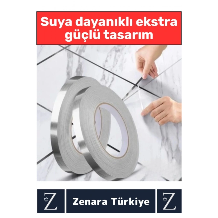 Premium Güçlü Kendinden Yapışkanlı Su Geçirmez Fayans Arası Şerit Derz Bant 1 Cm X 50 Metre 4 Adet