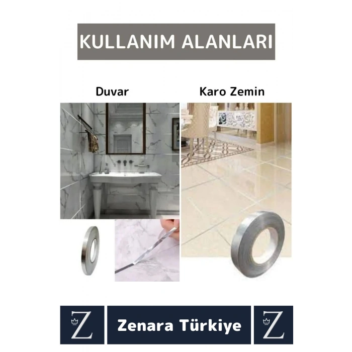Premium Güçlü Kendinden Yapışkanlı Su Geçirmez Fayans Arası Şerit Derz Bant 1 Cm X 50 Metre 4 Adet