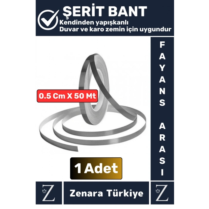Premium Güçlü Kendinden Yapışkanlı Su Geçirmez Fayans Arası Şerit Derz Bant 0.5 Cm X 50 Metre